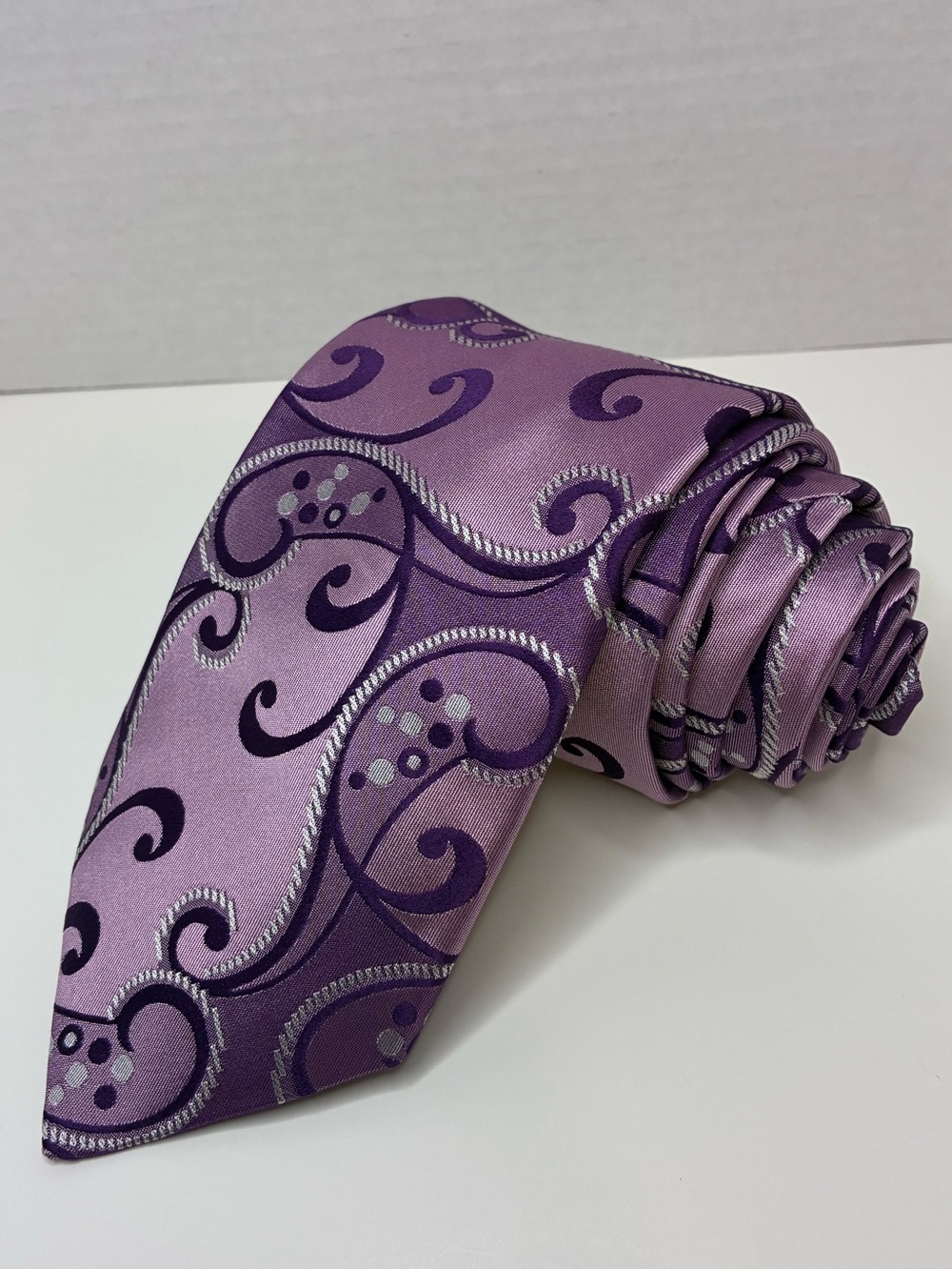 Ted Baker London Silk Tie Purple Paisley Swirl Geometric Men's Necktie Luxury